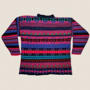 Vintage Mock Neck Striped Funky Sweater | Size Large | Headliners